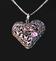 Filigree Fine Silver Heart with Pink Sapphire